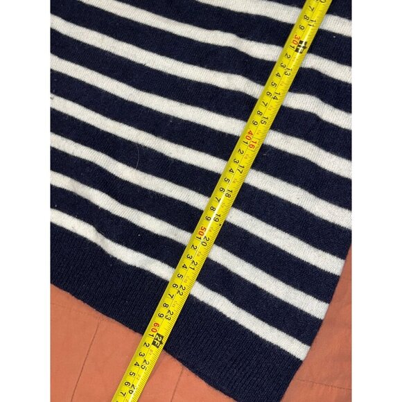 Bloomingdale's Cashmere Button Shoulder Navy Striped Sweater Women's Size M - Picture 6 of 6
